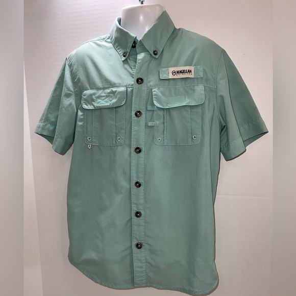 Magellan Outdoors Men's Green Short Sleeve Shirt - Picture 1 of 5